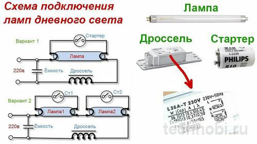 Схемы подключения балластов