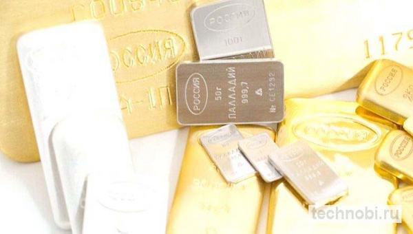 Отделение банка с витриной драгоценных металлов и слитков