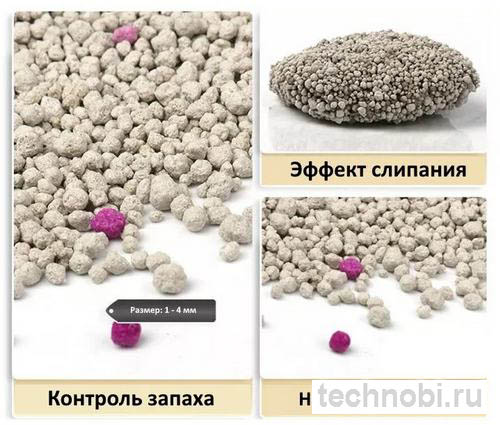 Различные виды бентонитового наполнителя: комкующийся, беспыльный, ароматизированный