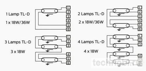 Схемы подключения балластов