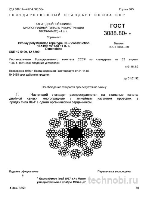 ГОСТ 3088-80: Канаты 18х19 ЛК-Р — Полный технический разбор и цены