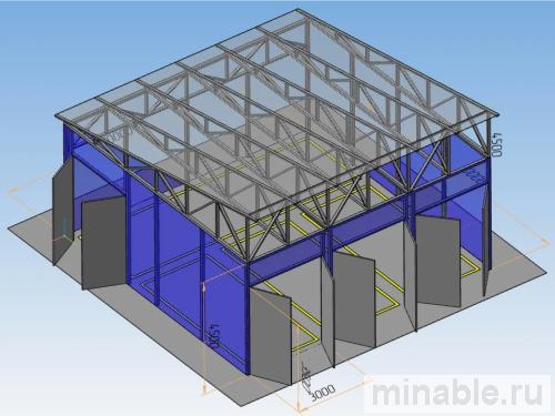 чертежи и 3D-модель здания из металлоконструкций