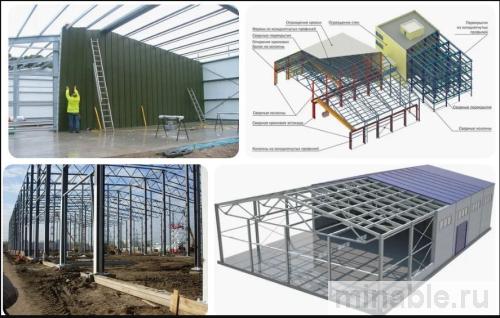 Схема монтажа металлокаркаса склада с последовательностью работ